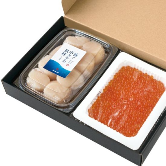 泳ぐホタテの貝柱〈生〉と特上いくらセット